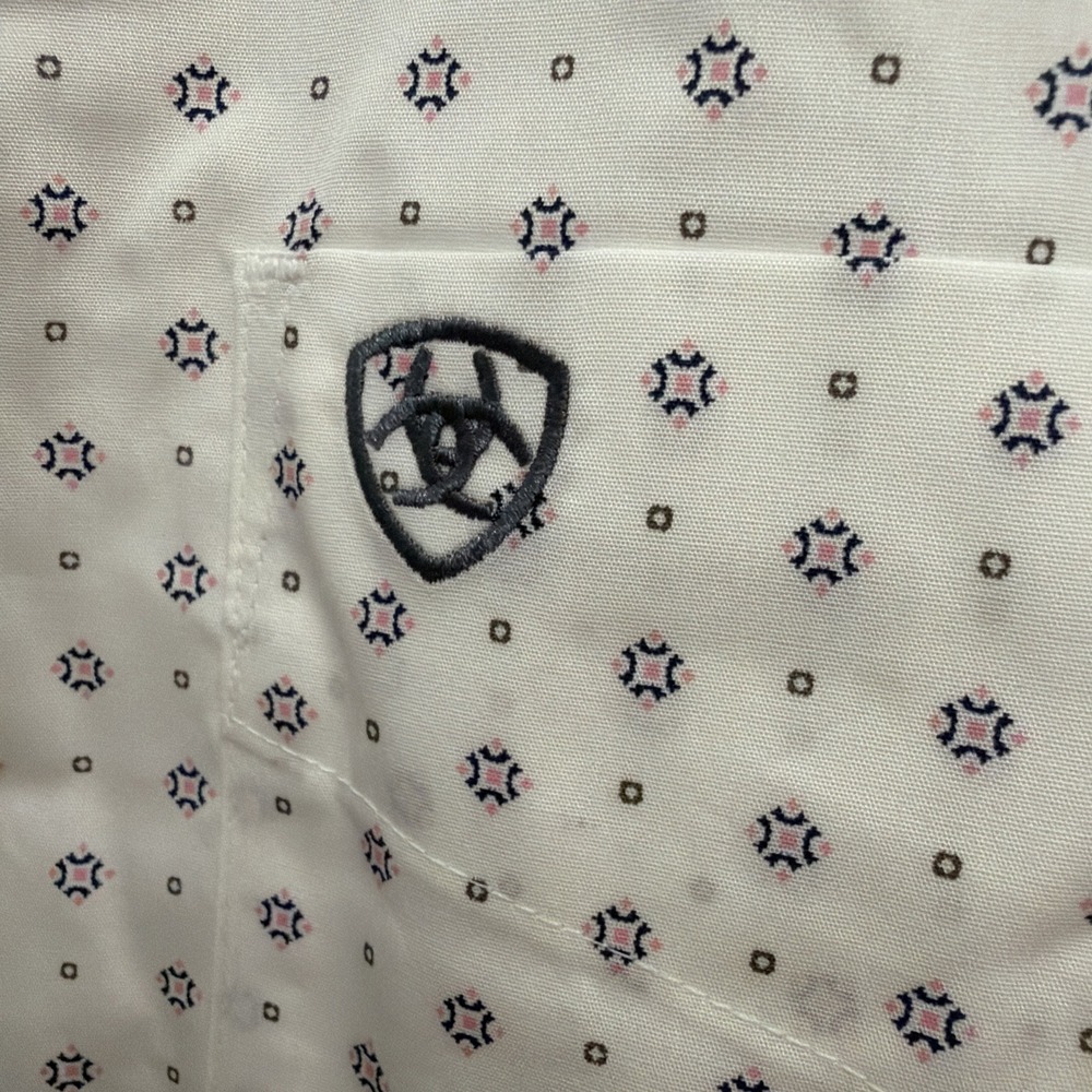 NEW Ariat Wrinkle Free OGDEN Classic Fit‎ L/S Shirt, White, Men's Sz S - Picture 6 of 9